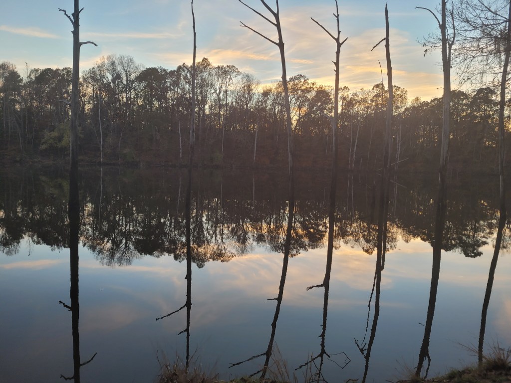 sunset on the river at Jackson Lake Island in Alabama