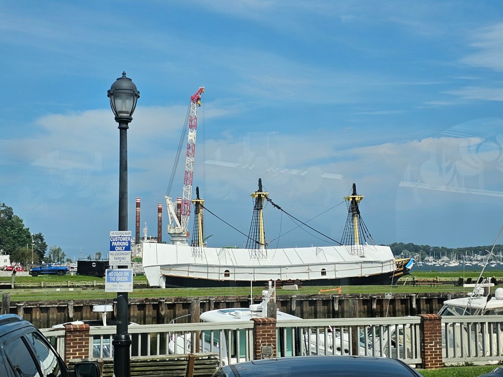 A replica of the cargo ship Friendship in Salem Harbor