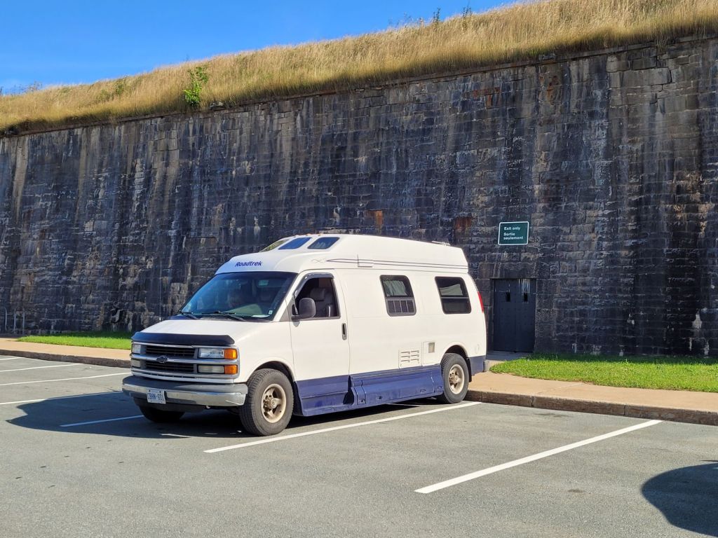 My roadtrek parked in the moat of of Halifax Citadel 