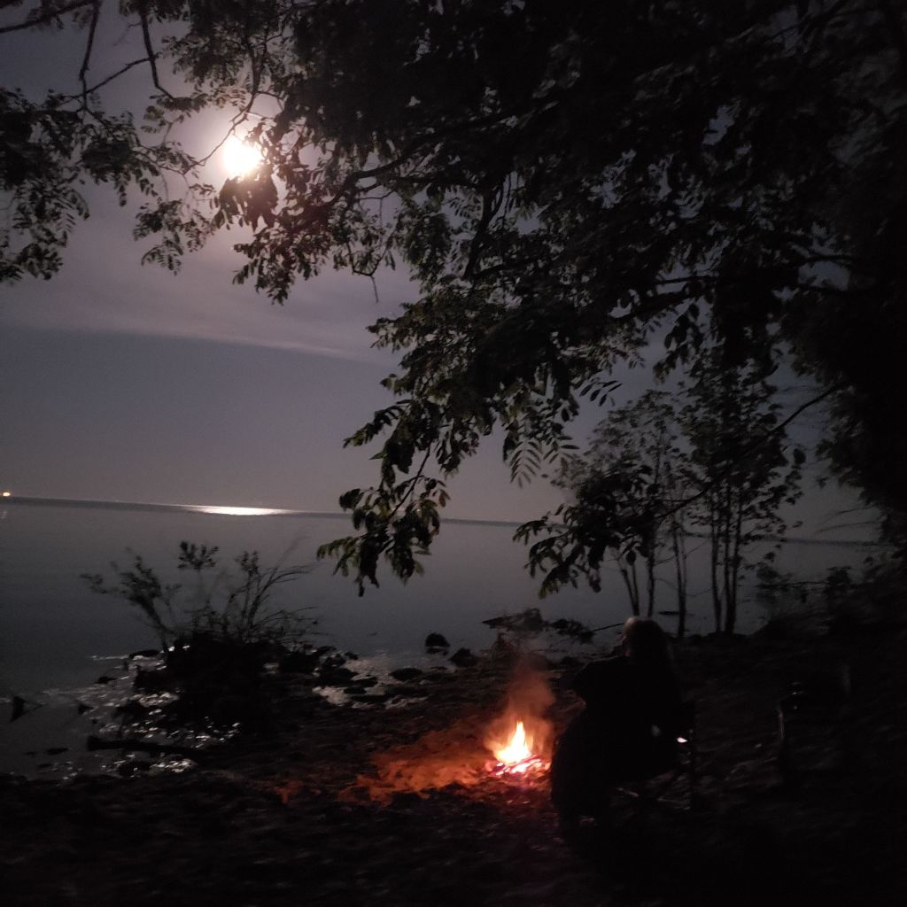 Moon over the lake in one of my Lake Erie RV travel spots