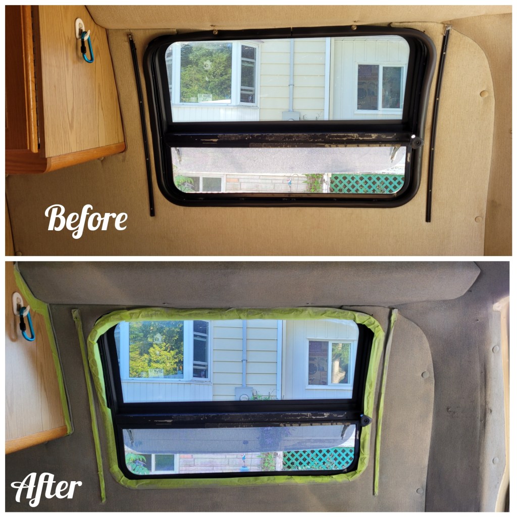 Before and after pictures of the painted wall